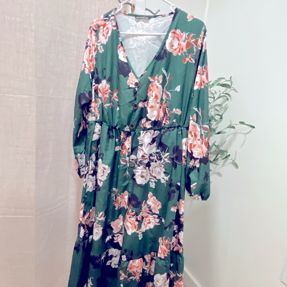 Green floral .beautiful dress